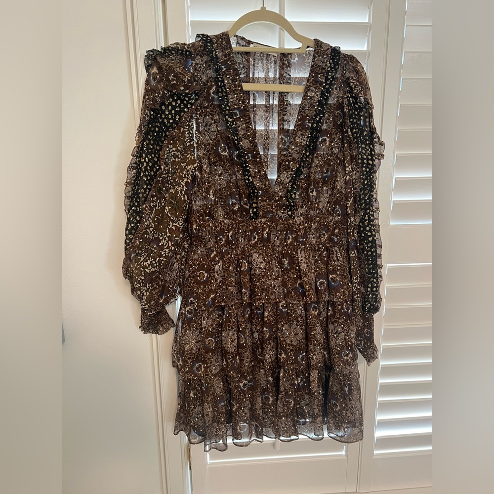 Ulla Johnson brown mini dress with shimmer!